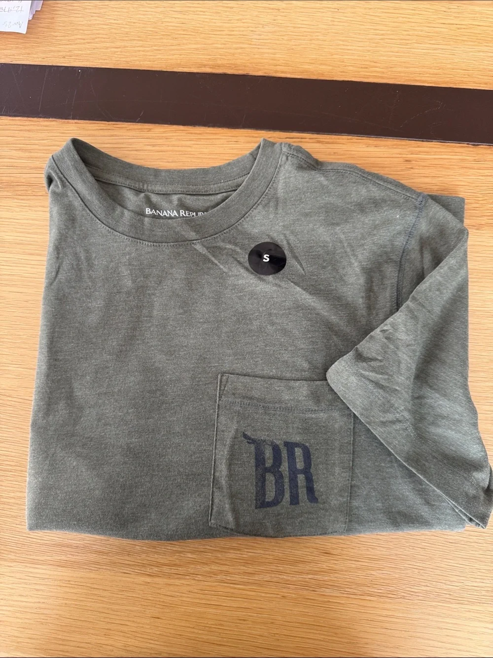 Banana Republic Green Crewneck Pocket Tee with BR Logo